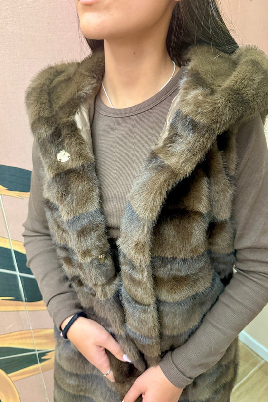 Gilet ecovisone con cintura - MORO