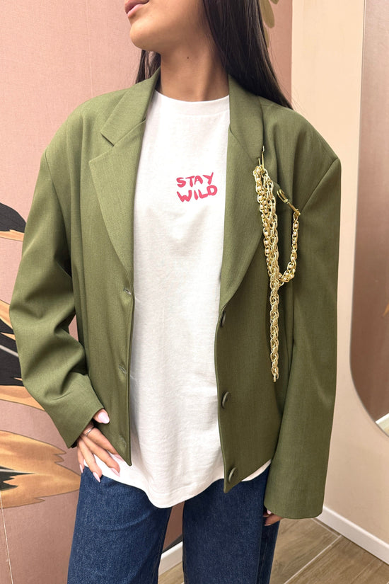 Giacca bomber con spilla - VERDE