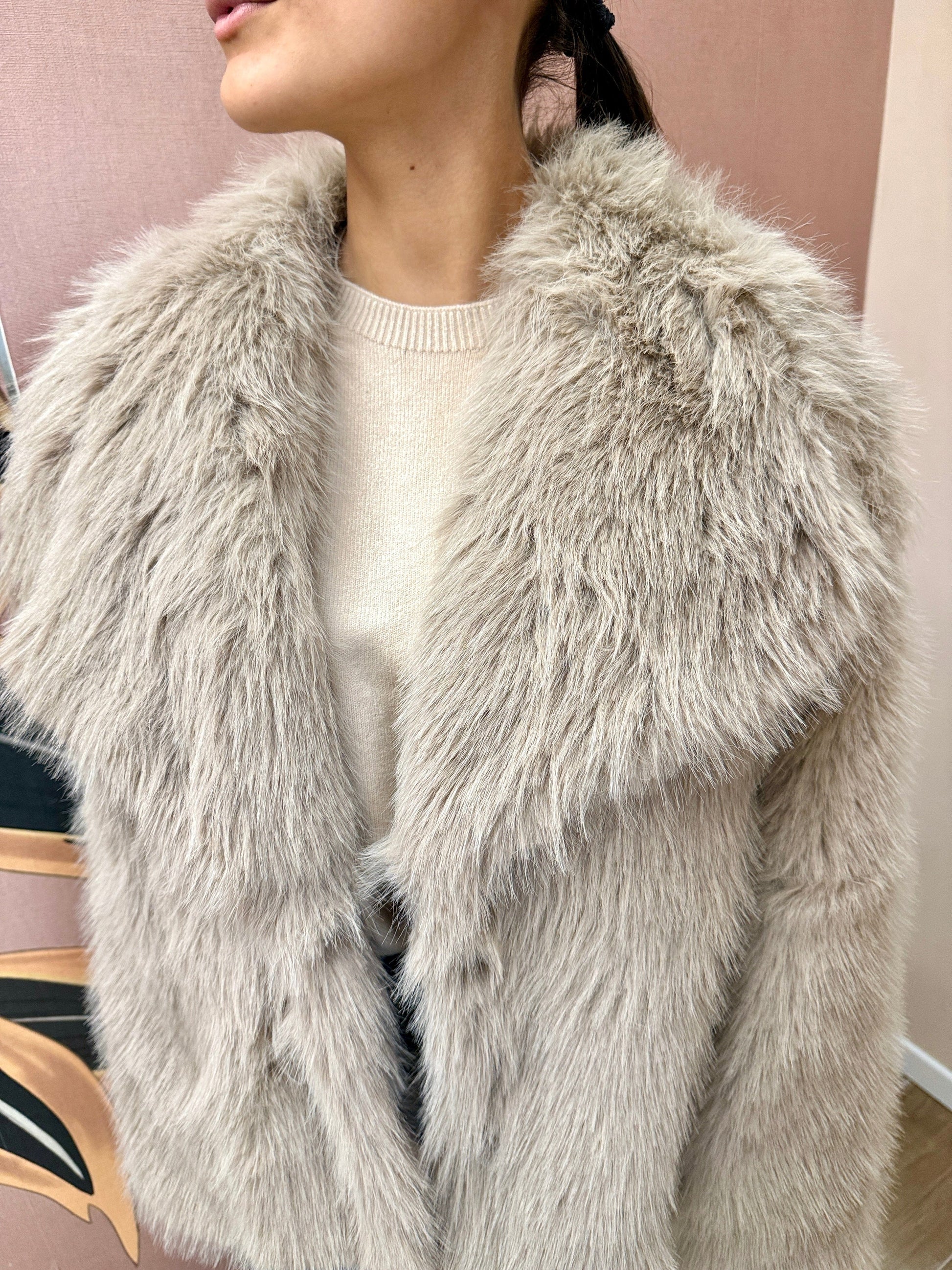 giacca pelliccia - BEIGE