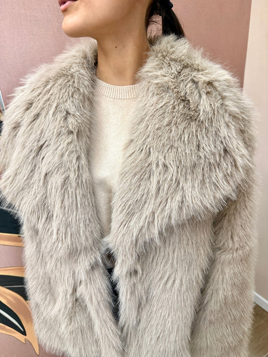 giacca pelliccia - BEIGE