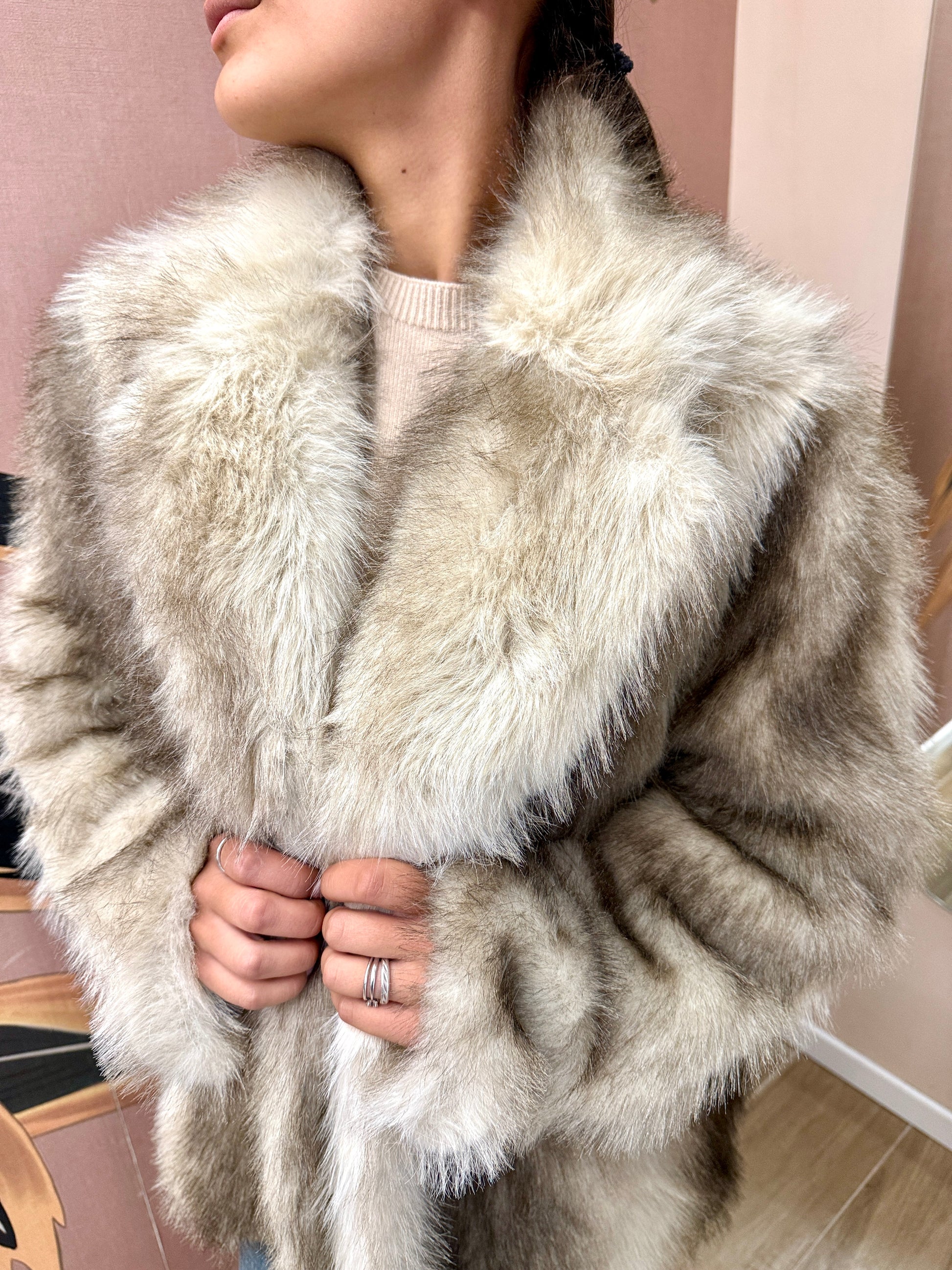 Giacca in ecopelliccia - MORO