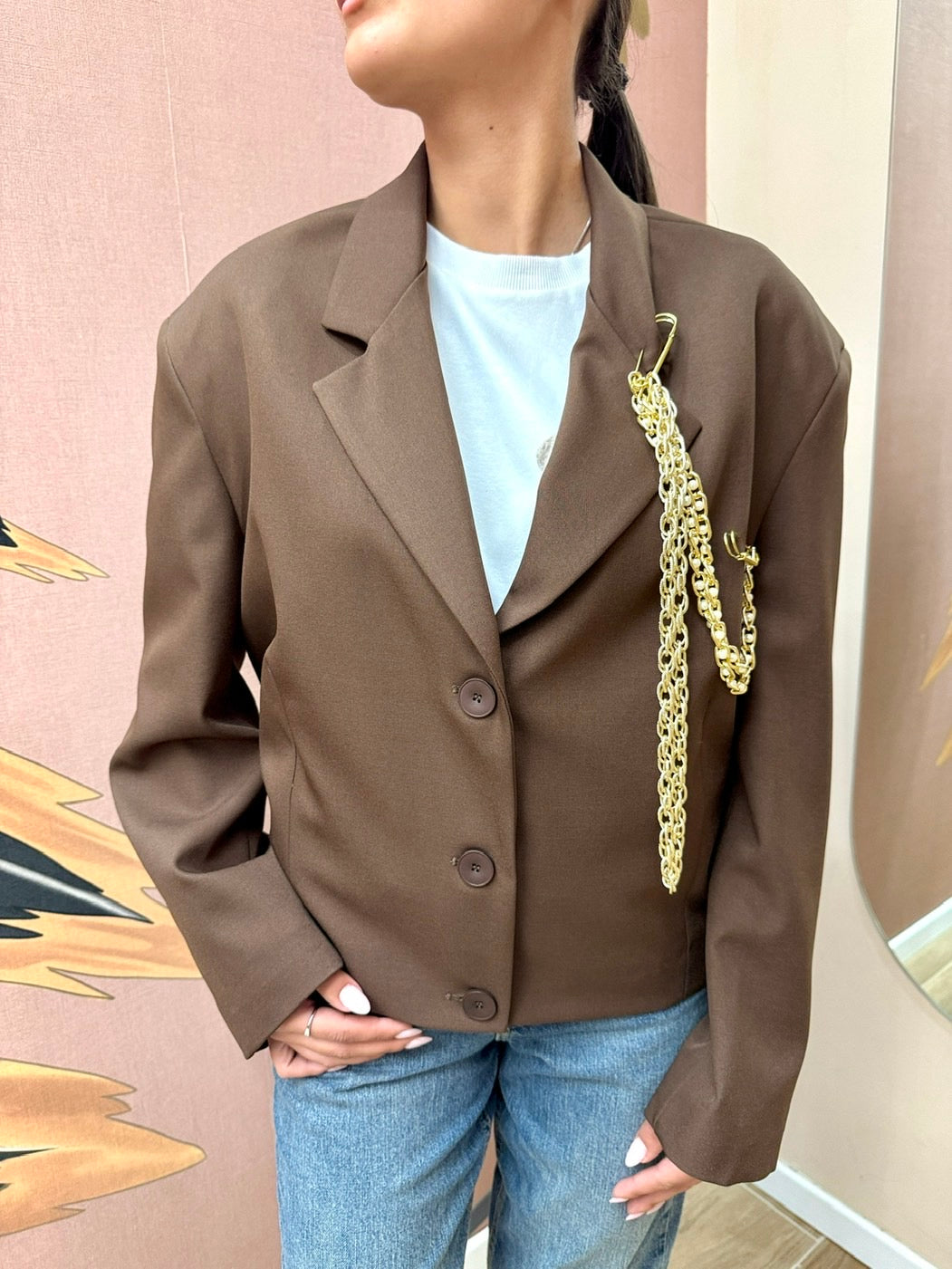 Giacca bomber con spilla - MORO