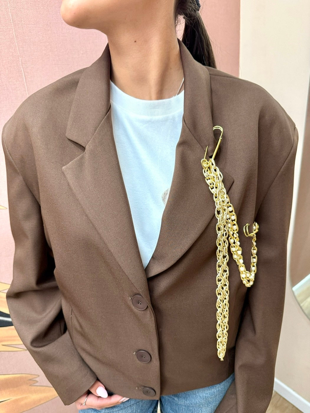 Giacca bomber con spilla - MORO