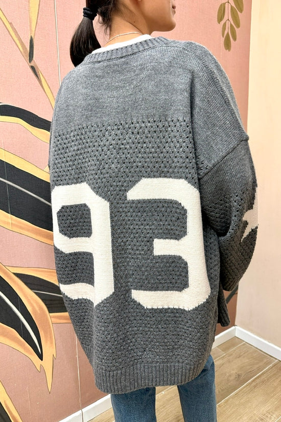 Cardigan con ricamo dietro - GRIGIO