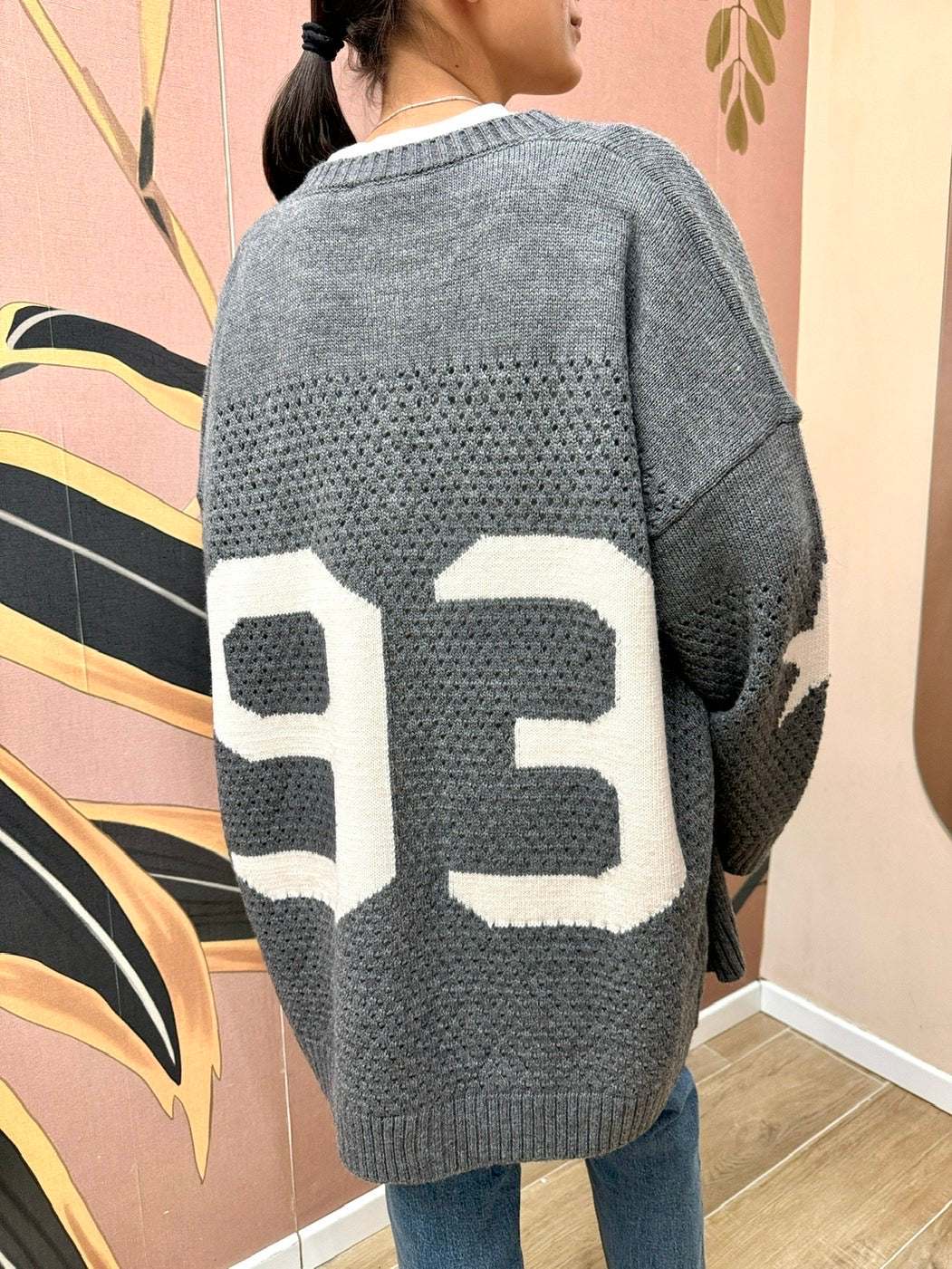 Cardigan con ricamo dietro - GRIGIO